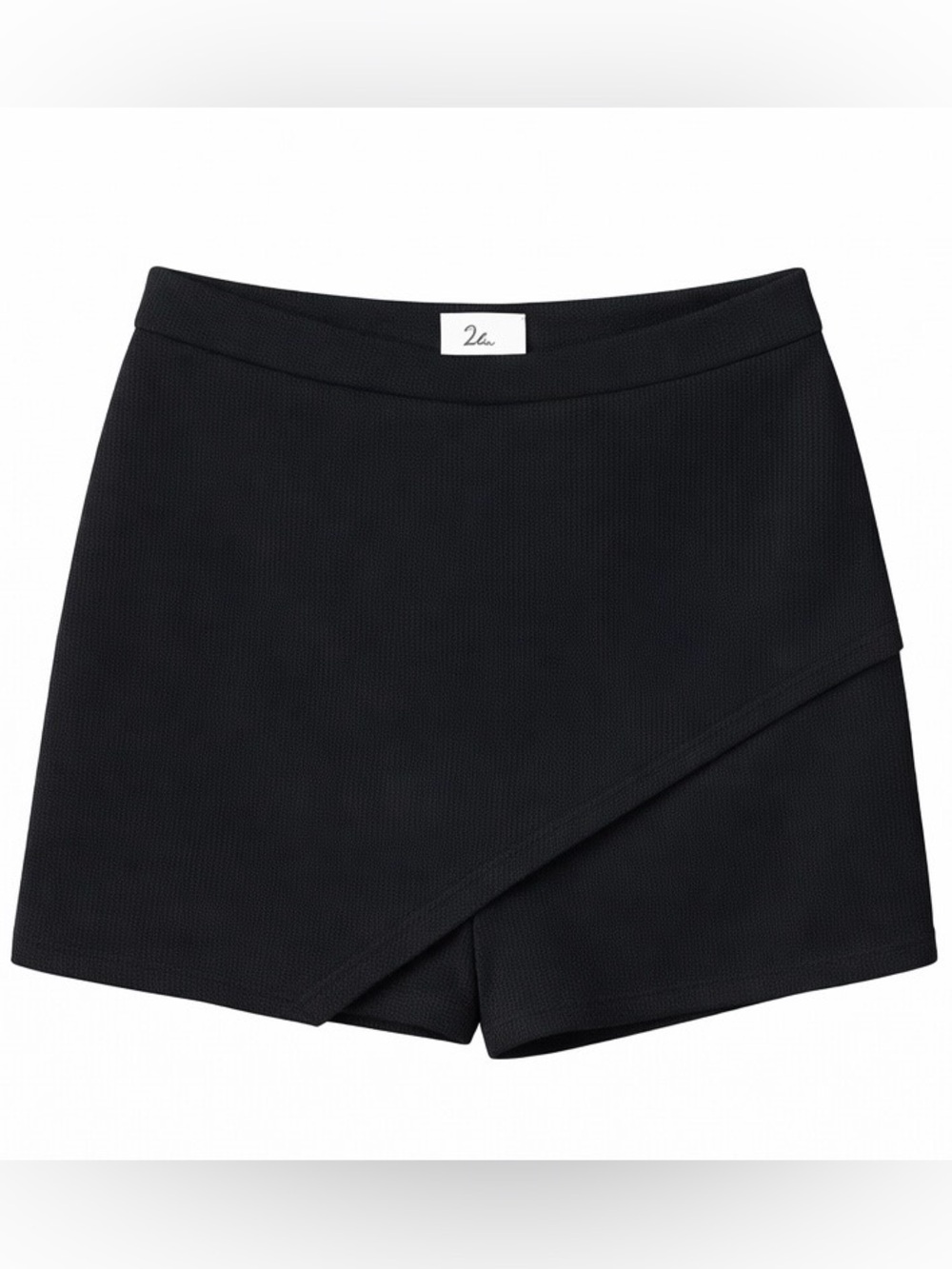 Black Ribbed Asymmetrical Skort | Size M | Wrap Style | Minimal / Going Out